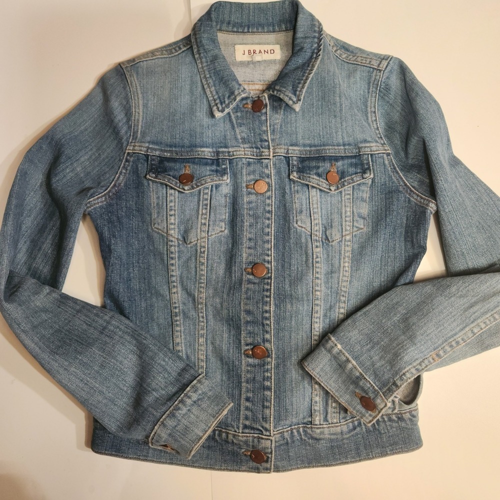 J Brand Denim Jacket Medium Wash Classic Trucker Style Size S